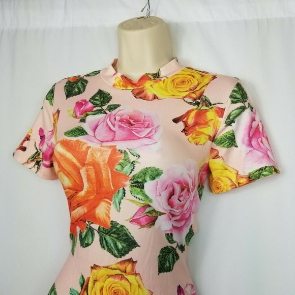 Fashion Nova Pink Floral Bodysuit Fitted Medium - Picture 4 of 10